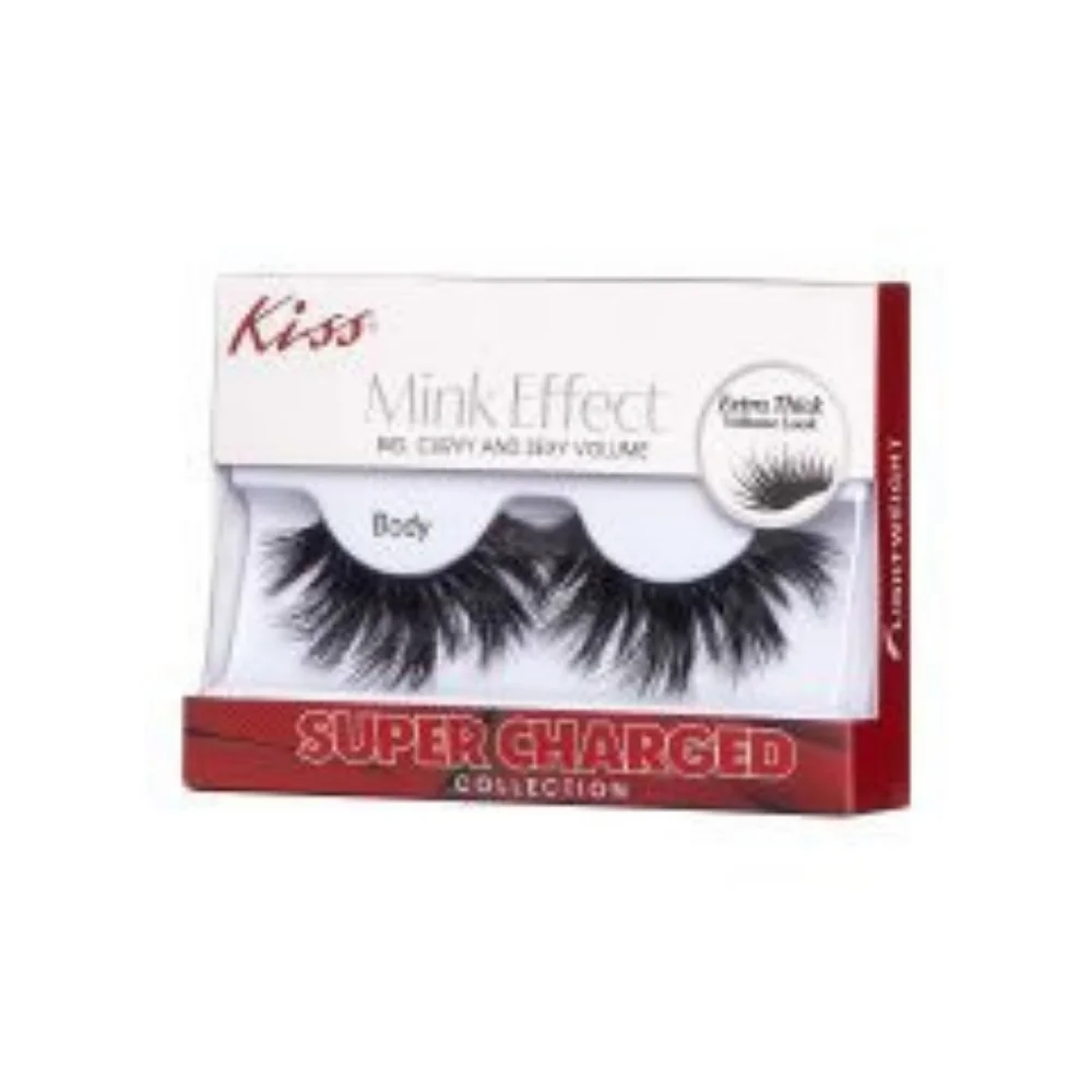 Kiss Super Charged Mink Effect Lashes - Intense Black